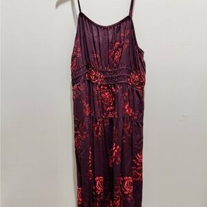 Elegant Floral Burgundy Dress
